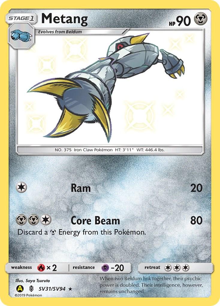 Hidden Fates Metang Pokémon card